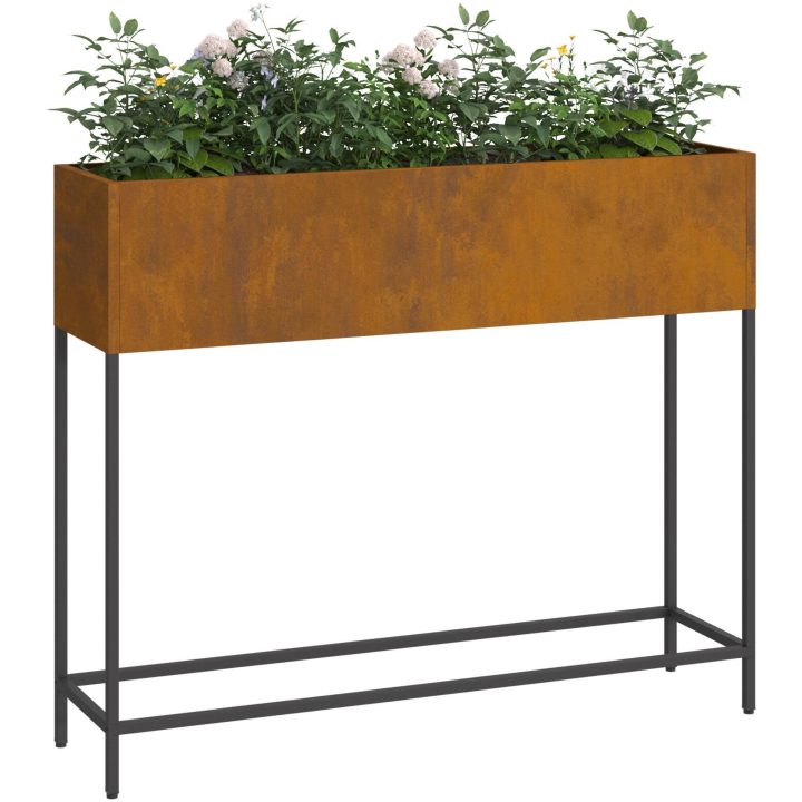 Höjdträdgårdsplanterare Väderbiten stål vidaXL 100 x 26 x 82 cm – bild 3