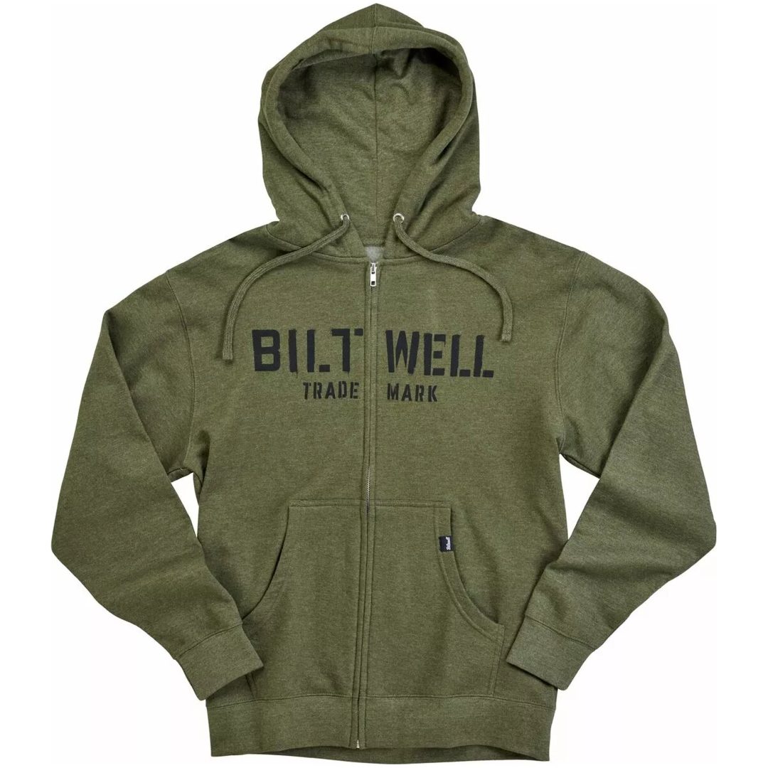Hoodie Stencil Zip Olive BILTWELL