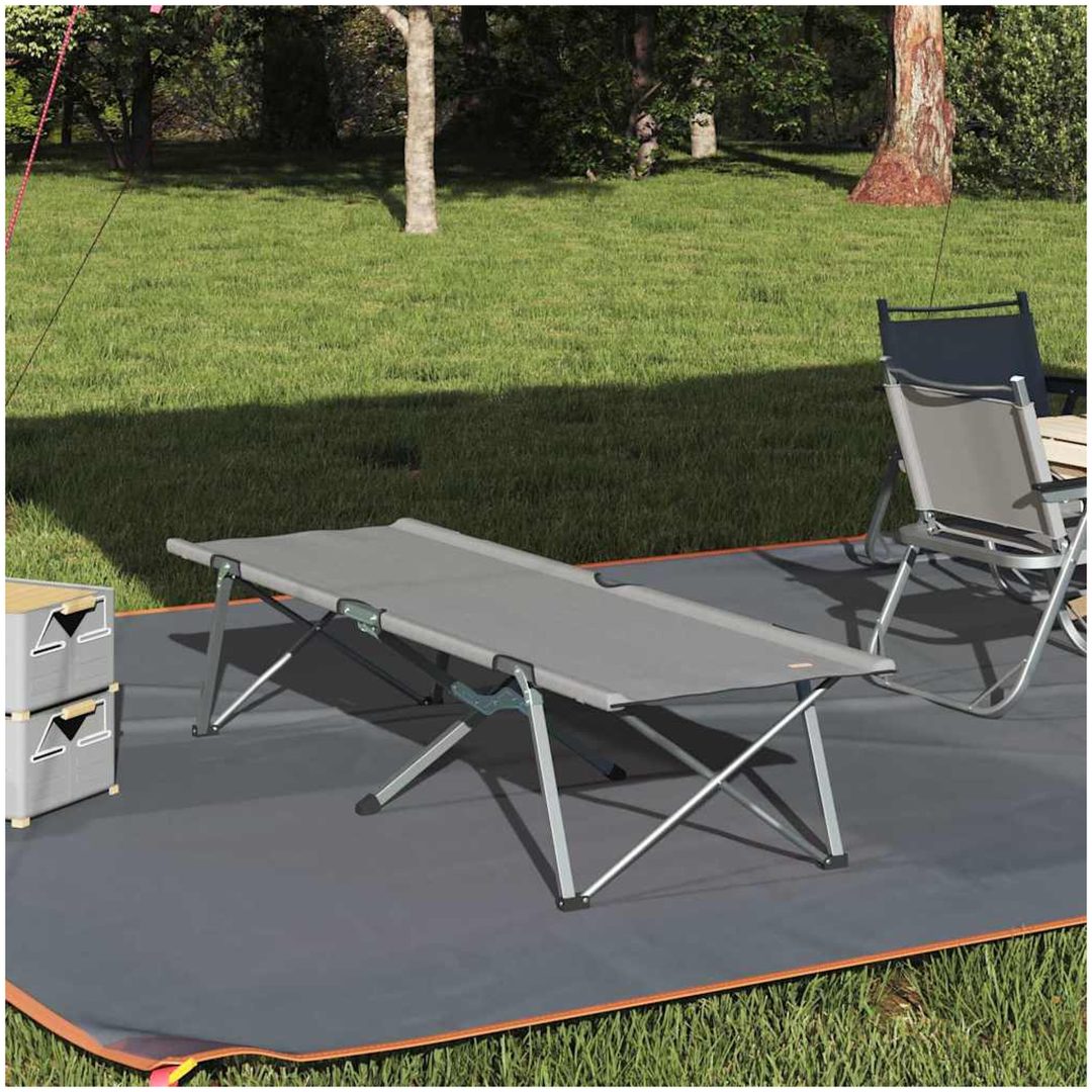 Hopfällbar Camping Säng Grå Aluminium Hopfällbar vidaXL Large