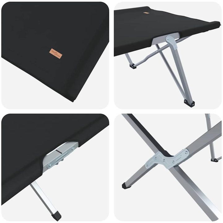Hopfällbar Camping Säng med Bärväska Svart 600D Oxford Fabric vidaXL Medium – bild 8