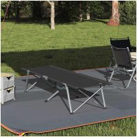 Hopfällbar Camping Säng med Bärväska Svart 600D Oxford Fabric vidaXL
