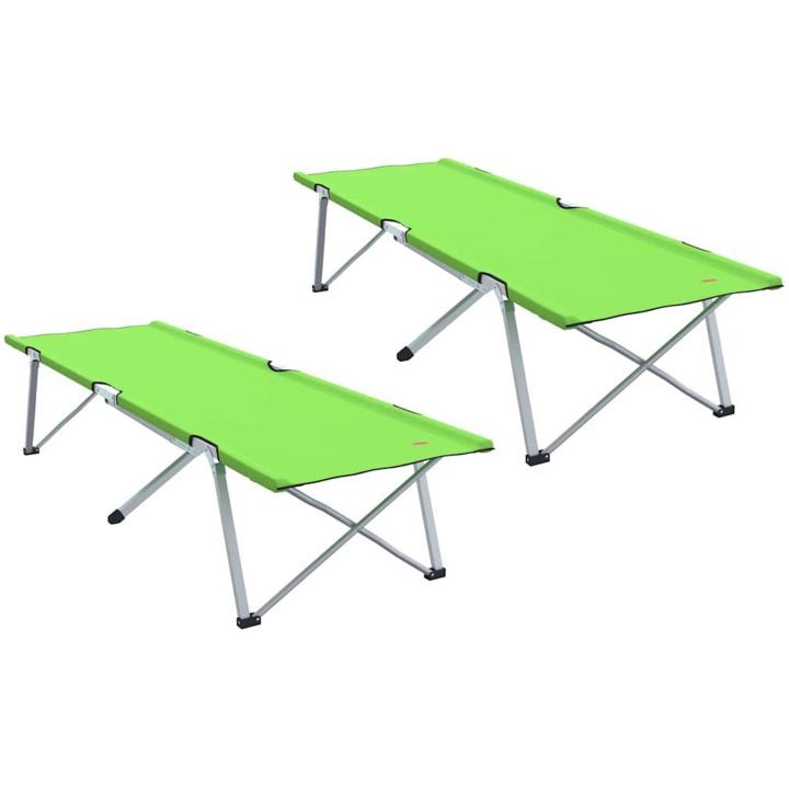 Hopfällbar Camping Säng Mörkgrön Metallram med tygöverdrag vidaXL Standard – bild 2