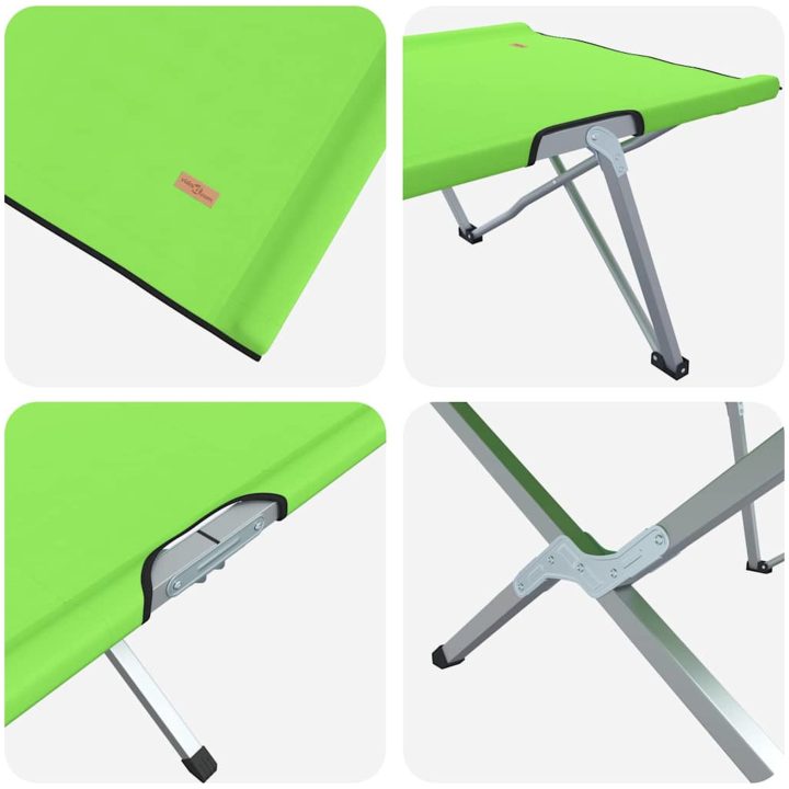 Hopfällbar Campingssäng Mörkgrön Metall, Tyg Hopfällbar vidaXL Enkel – bild 8