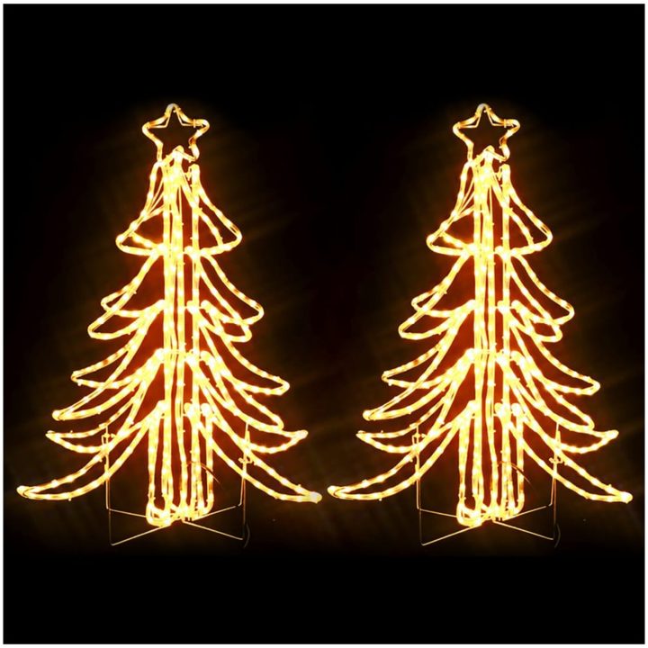Hopfällbar julgran 2 st ljusslinga med LED varmvit 87x87x93 cm vidaXL – bild 2