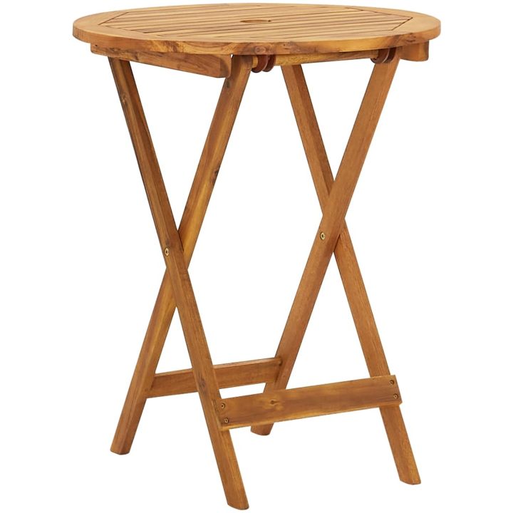 Hopfällbar matgrupp för trädgården 3 delar massivt akaciaträ vidaXL 60 cm – bild 3
