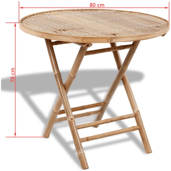 Hopfällbar matgrupp för trädgården 5 delar bambu vidaXL – bild 9