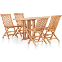 Hopfällbar matgrupp för trädgården 5 delar teak vidaXL