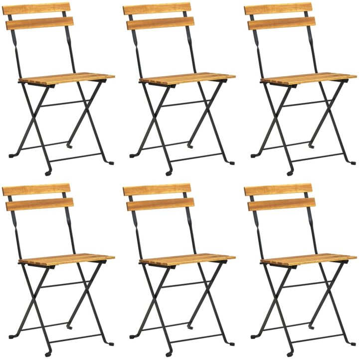 Hopfällbar matgrupp för trädgården 7 delar massivt akaciaträ vidaXL 120 cm table length – bild 2