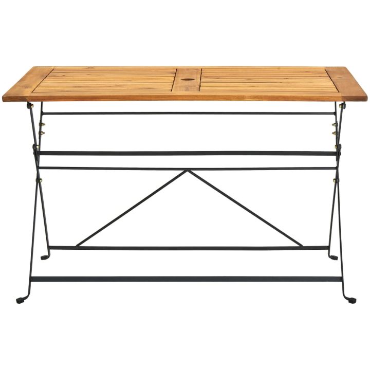Hopfällbar matgrupp för trädgården 7 delar massivt akaciaträ vidaXL 120 cm table length – bild 7