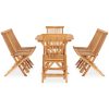 Hopfällbar matgrupp för trädgården 9 delar massiv teak vidaXL 160 x 80 x 75 cm – miniatyr 2