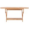 Hopfällbar matgrupp för trädgården 9 delar massiv teak vidaXL 160 x 80 x 75 cm – miniatyr 3