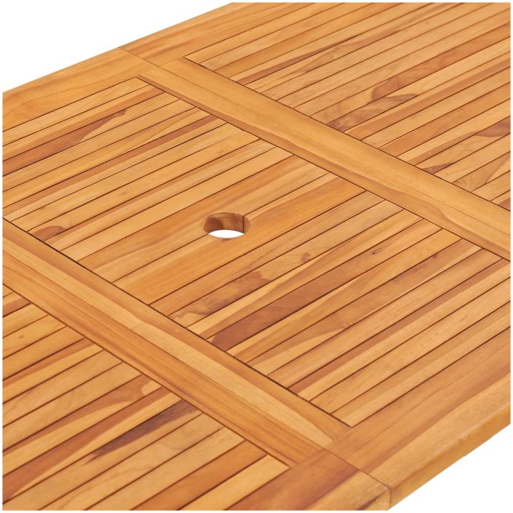 Hopfällbar matgrupp för trädgården 9 delar massiv teak vidaXL 160 x 80 x 75 cm – bild 5