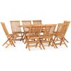 Hopfällbar matgrupp för trädgården 9 delar massiv teak vidaXL 160 x 80 x 75 cm – miniatyr 1