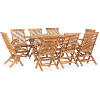 Hopfällbar matgrupp för trädgården 9 delar massiv teak vidaXL