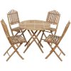 Hopfällbar matgrupp för trädgården med dynor 5 delar bambu vidaXL 40 x 40 x 7 cm – miniatyr 2