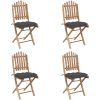 Hopfällbar matgrupp för trädgården med dynor 5 delar bambu vidaXL 40 x 40 x 7 cm – miniatyr 3