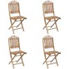 Hopfällbar matgrupp för trädgården med dynor 5 delar bambu vidaXL 40 x 40 x 7 cm – miniatyr 4