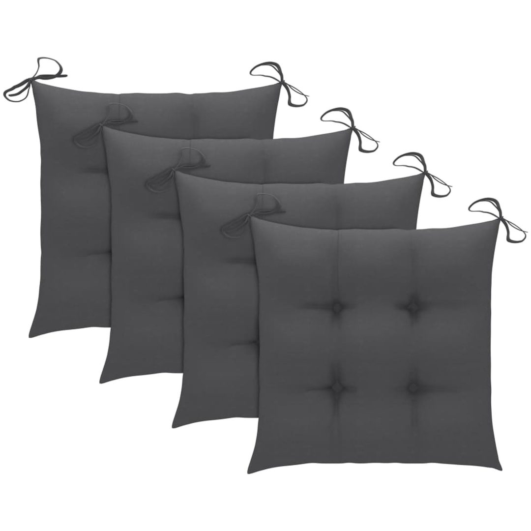 Hopfällbar matgrupp för trädgården med dynor 5 delar bambu vidaXL 40 x 40 x 7 cm – bild 8