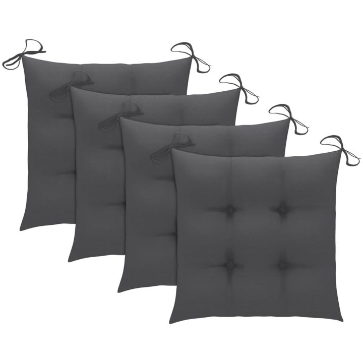Hopfällbar matgrupp för trädgården med dynor 5 delar bambu vidaXL 40 x 40 x 7 cm – bild 8