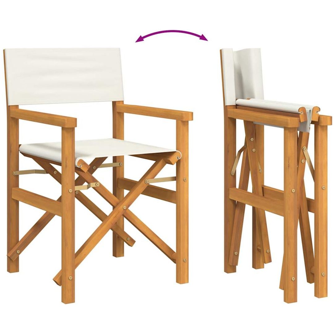 Hopfällbar regissörsstol gräddvit massiv teak vidaXL – bild 6