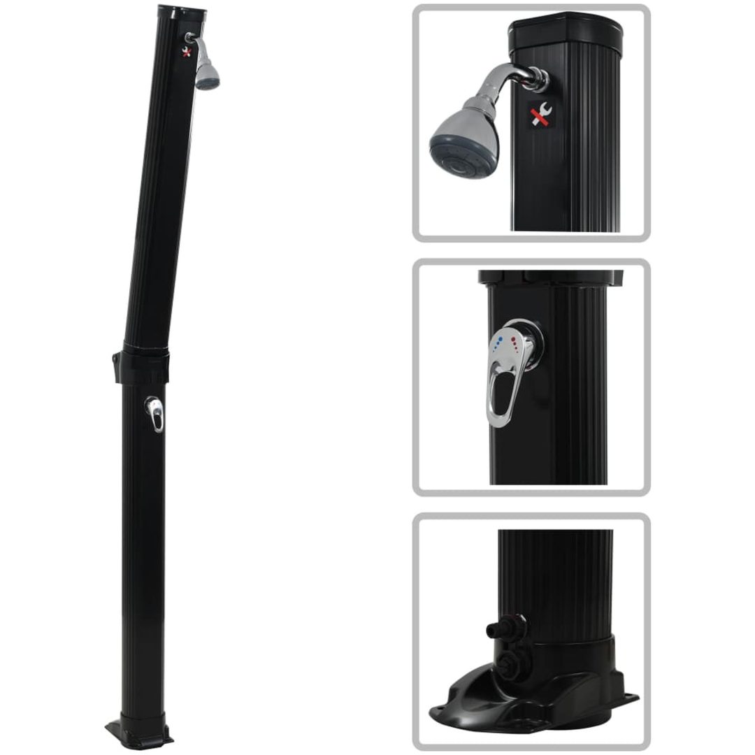 Hopfällbar soldusch svart 214 cm 23 L vidaXL