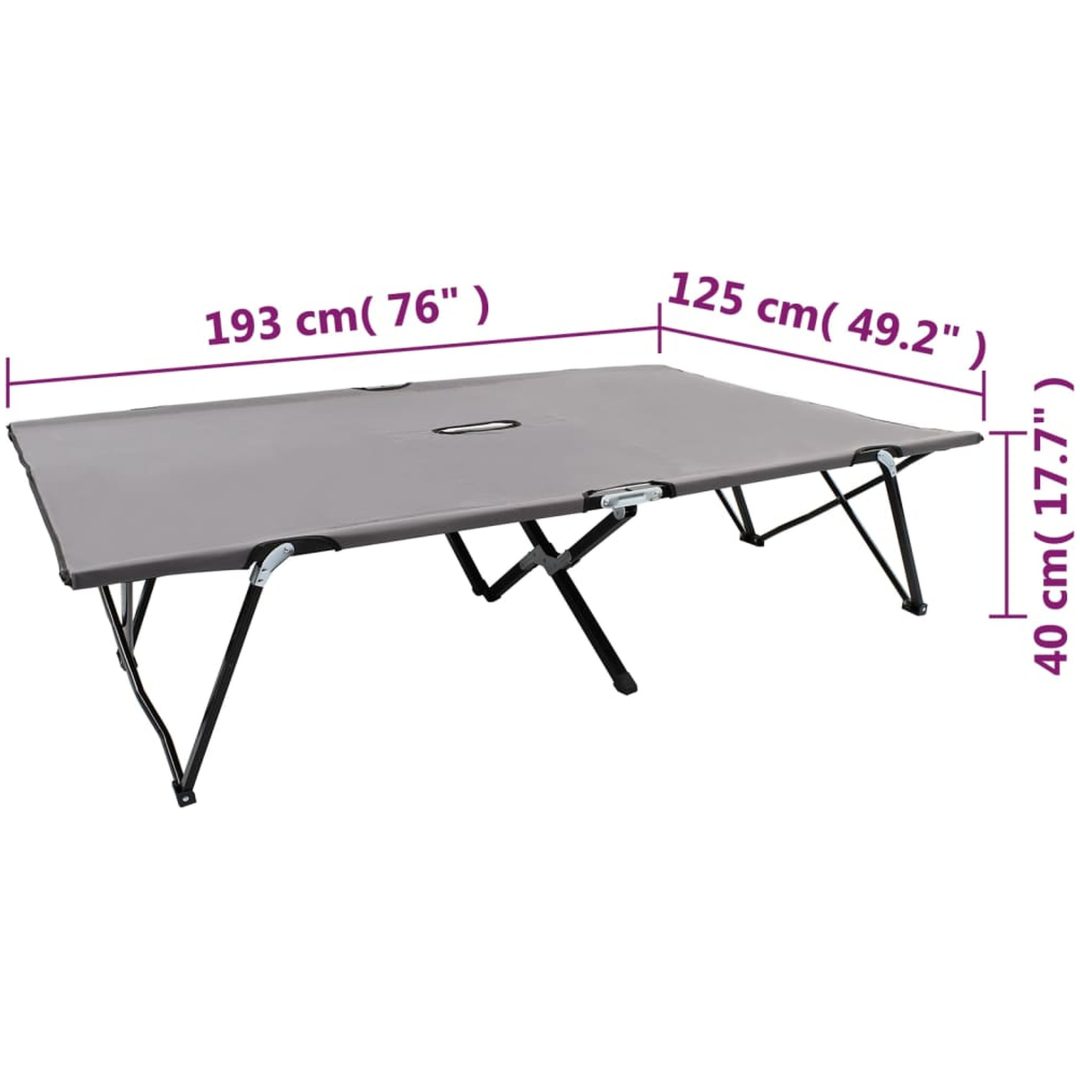 Hopfällbar solsäng 2 pers grå stål vidaXL – bild 8