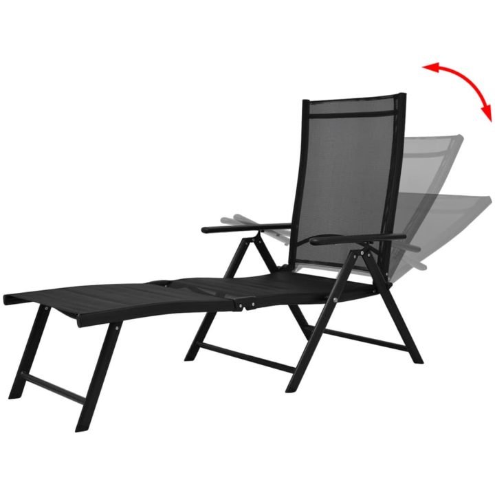 Hopfällbar solsäng aluminium svart vidaXL – bild 3