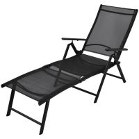 Hopfällbar solsäng aluminium svart vidaXL