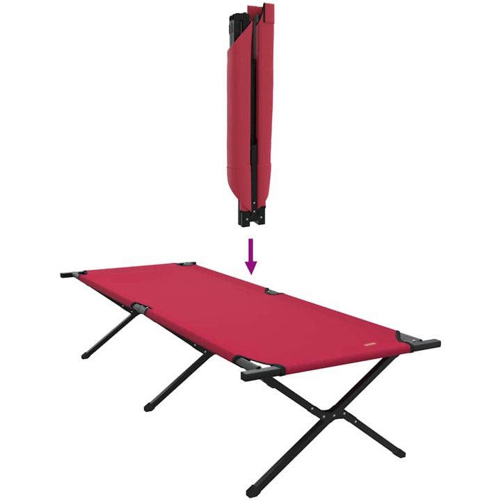 Hopfällbar Solsäng med Bärväska Röd 600D Oxford Tyger vidaXL 210 x 80 x 46 cm – bild 9