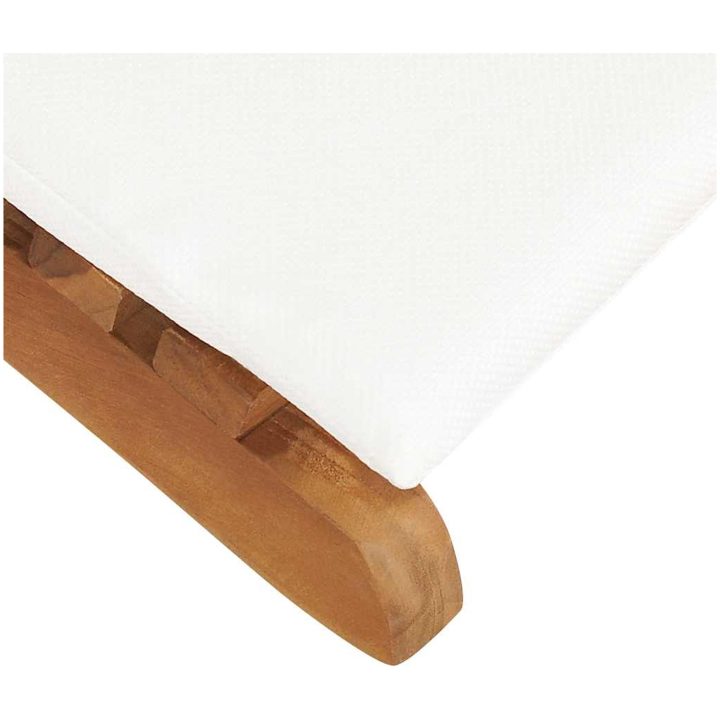 Hopfällbar solsäng med gräddvit dyna massiv teak vidaXL – bild 6