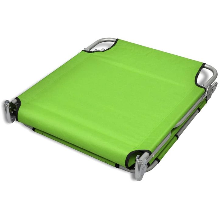 Hopfällbar solsäng med huvudkudde pulverlackerat stål grön vidaXL – bild 6