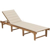 Hopfällbar solsäng med liggunderlag massivt akaciaträ vidaXL