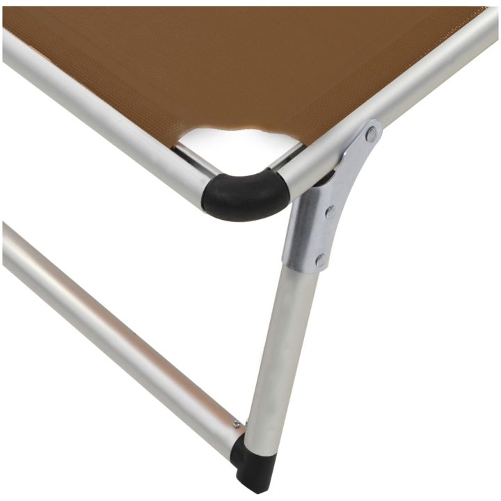 Hopfällbar solsäng med tak aluminium och textilen brun vidaXL – bild 9