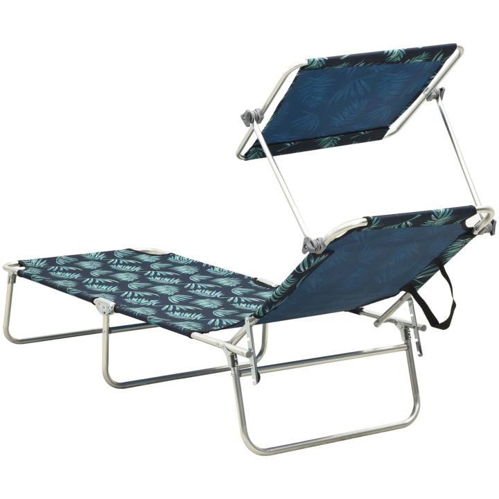 Hopfällbar solsäng med tak bladmönster aluminium vidaXL – bild 3