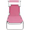 Hopfällbar solsäng med tak rosa aluminium vidaXL – miniatyr 3