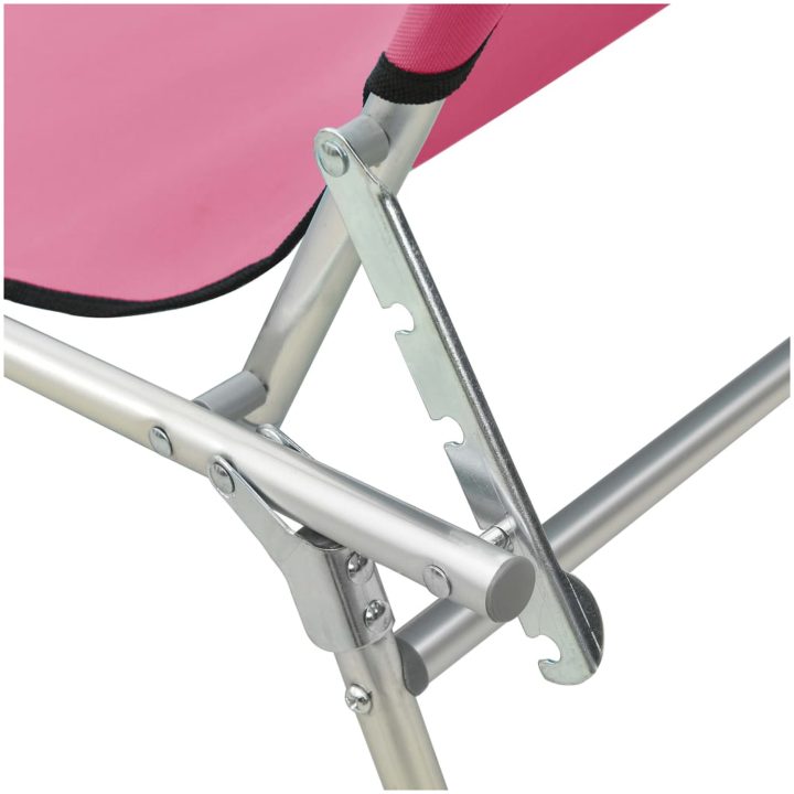 Hopfällbar solsäng med tak rosa aluminium vidaXL – bild 8