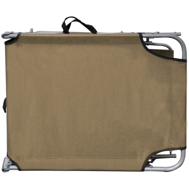 Hopfällbar solsäng med tak stål taupe vidaXL – bild 4