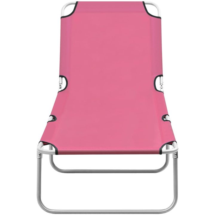 Hopfällbar solsäng stål och tyg rosa vidaXL – bild 2