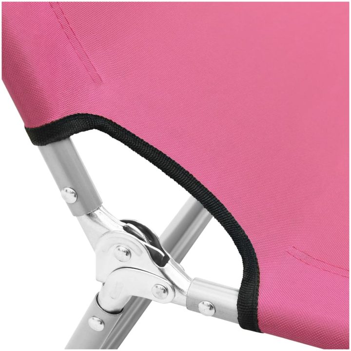 Hopfällbar solsäng stål och tyg rosa vidaXL – bild 6