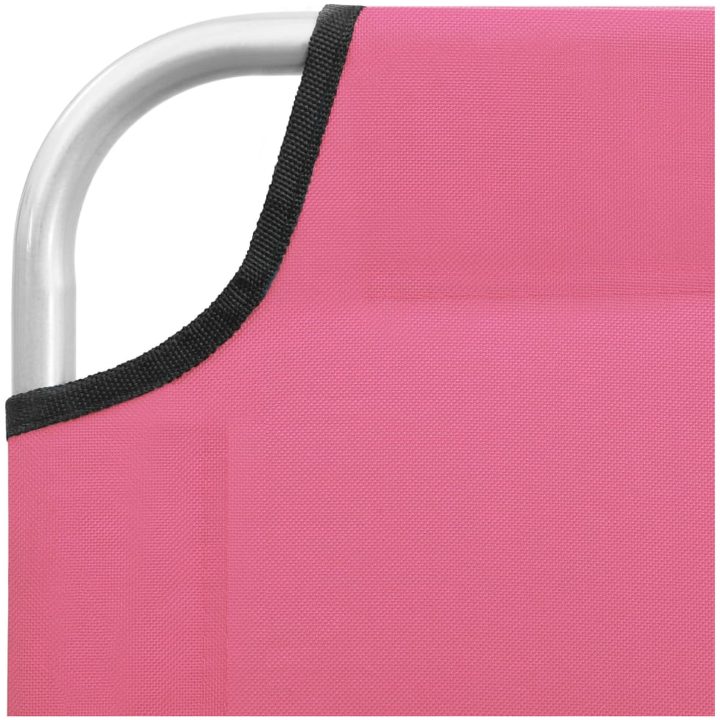Hopfällbar solsäng stål och tyg rosa vidaXL – bild 7