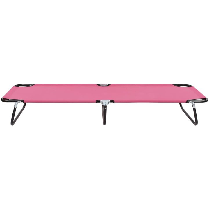 Hopfällbar solsäng stål rosa vidaXL – bild 2