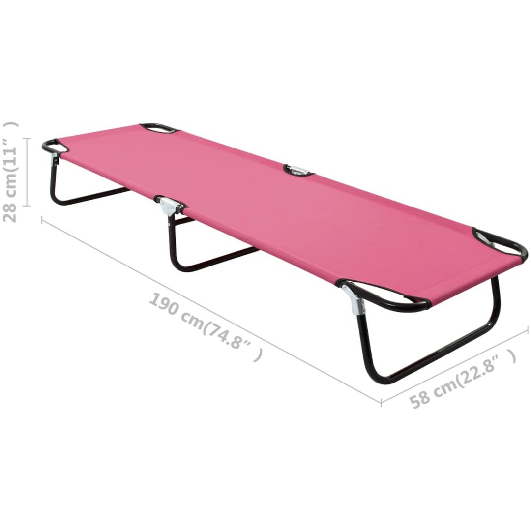 Hopfällbar solsäng stål rosa vidaXL – bild 9