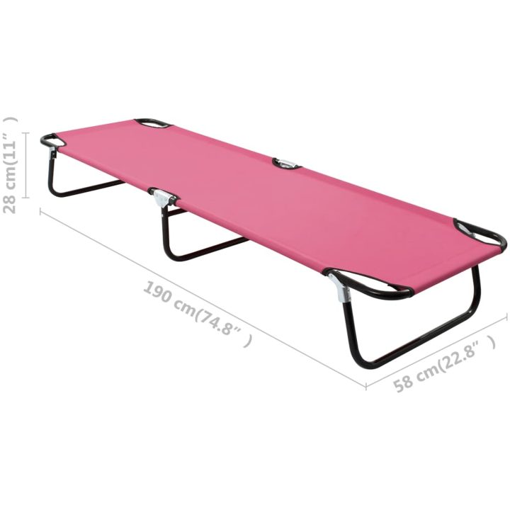Hopfällbar solsäng stål rosa vidaXL – bild 9