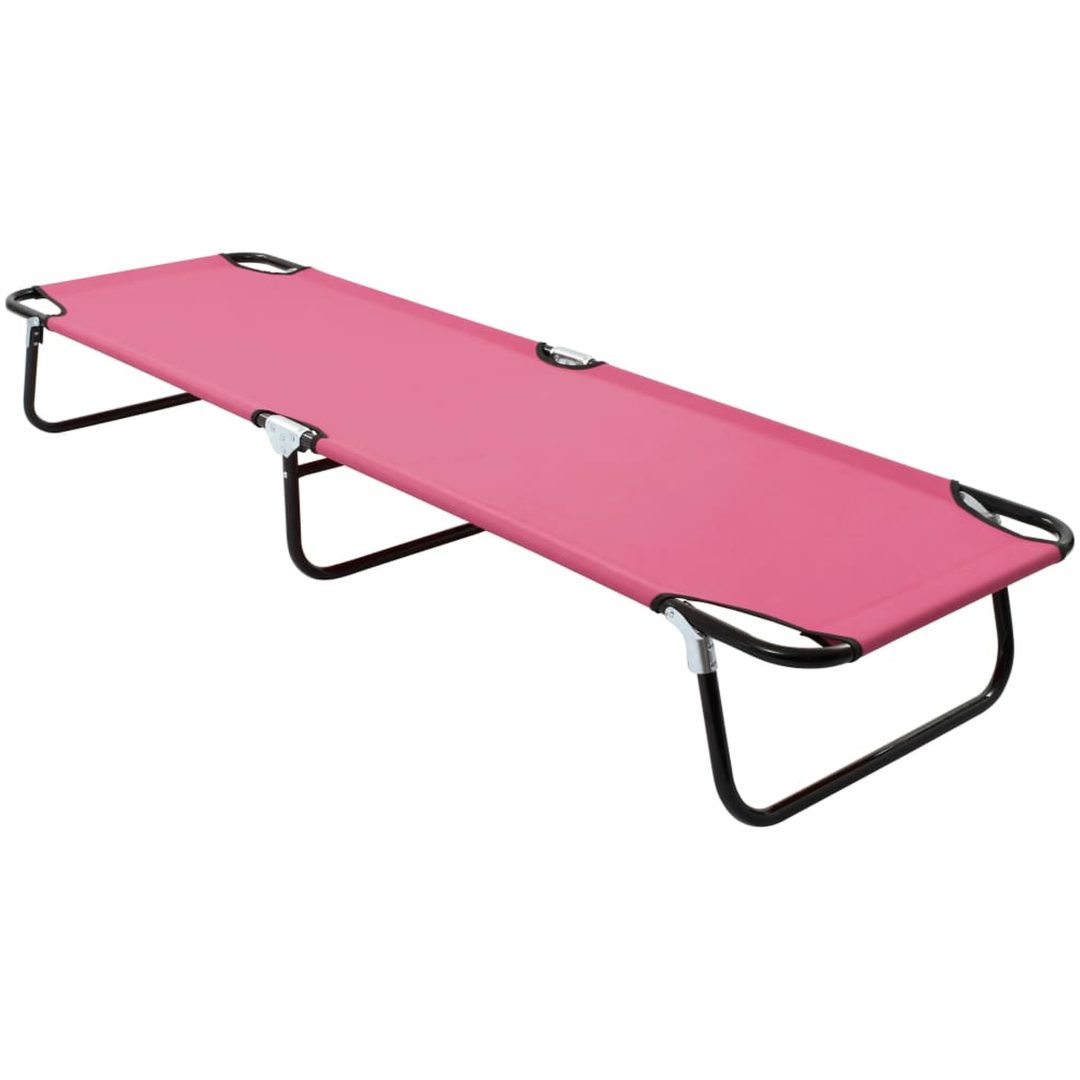 Hopfällbar solsäng stål rosa vidaXL