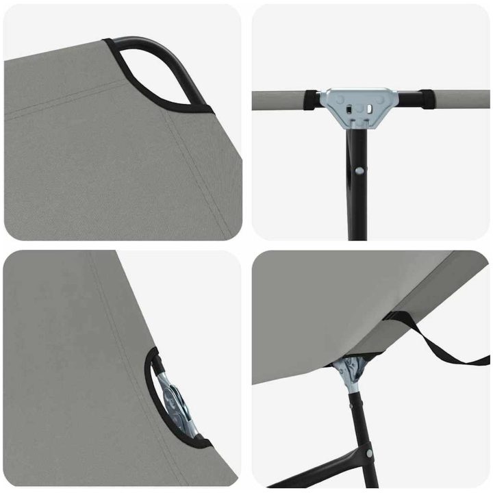 Hopfällbar solstol 2 st Bärbar Grå 600D Oxford tyg vidaXL Standardstorlek – bild 8