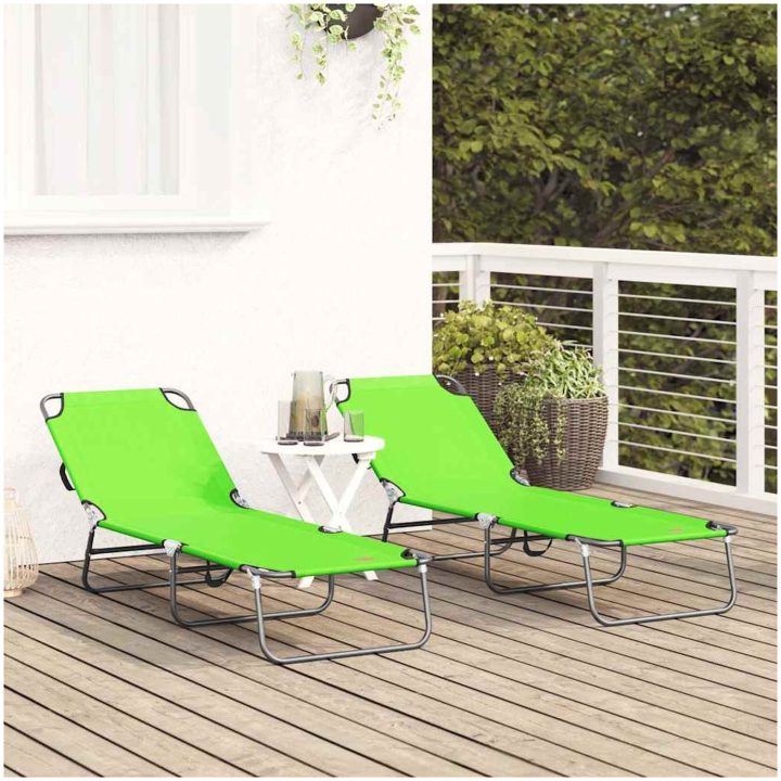 Hopfällbar solstol 2 st Portabel Grön 600D Oxford Tyg vidaXL Standard – bild 3