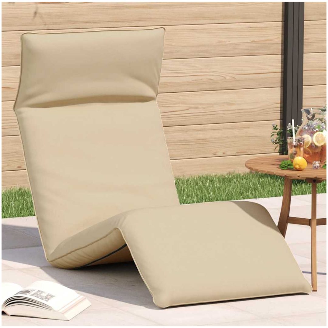Hopfällbar solstol beige 175x54x8,5 cm oxfordtyg vidaXL