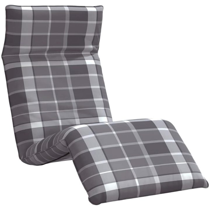 Hopfällbar solstol grå rutig 175x54x8,5 cm oxfordtyg vidaXL – bild 2