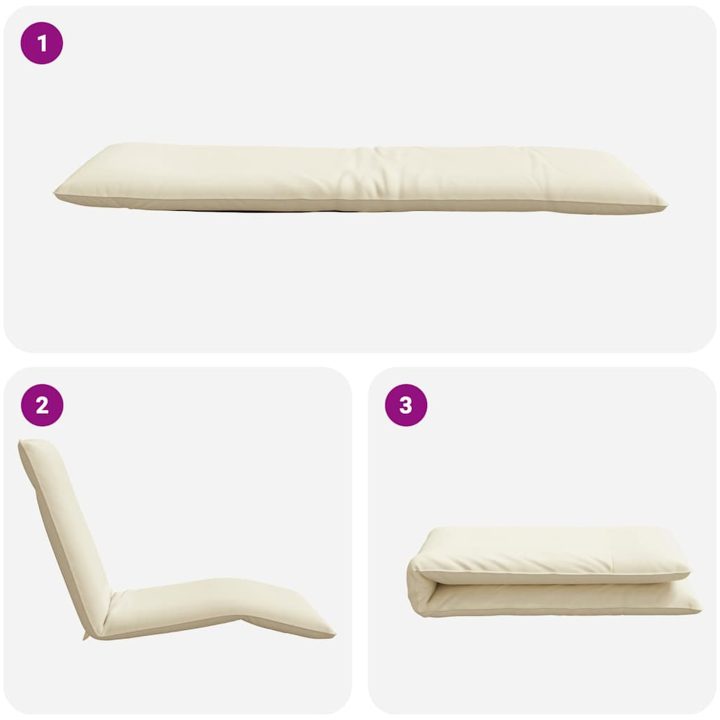 Hopfällbar solstol gräddvit 175x54x8,5 cm oxfordtyg vidaXL – bild 7