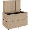 hopfällbar solstol med dyna och förvaring beige konstrotting vidaXL – miniatyr 11